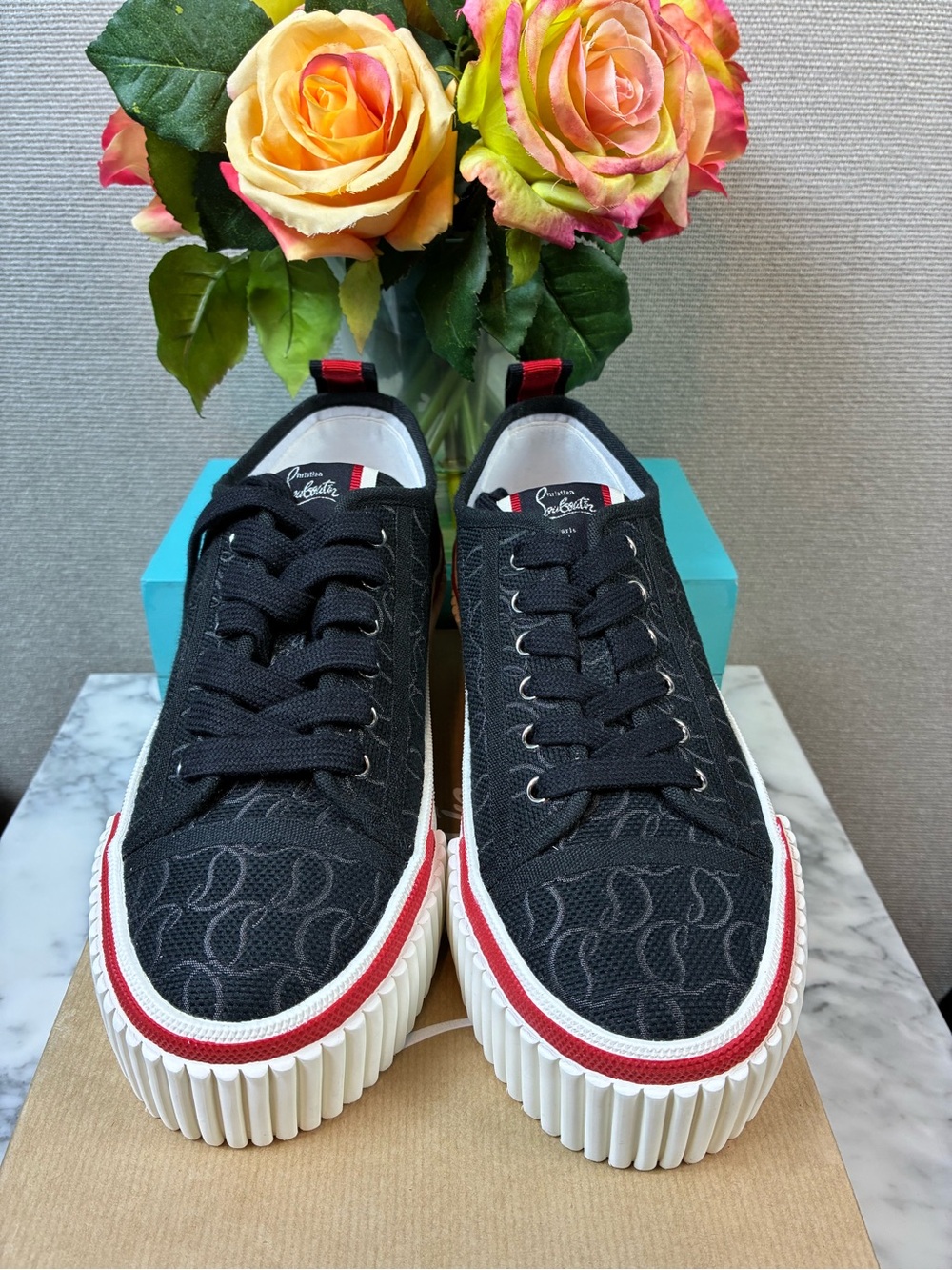Christian Louboutin Super Pedro 40 Black Platform Sneakers EU Size 40 = US 10